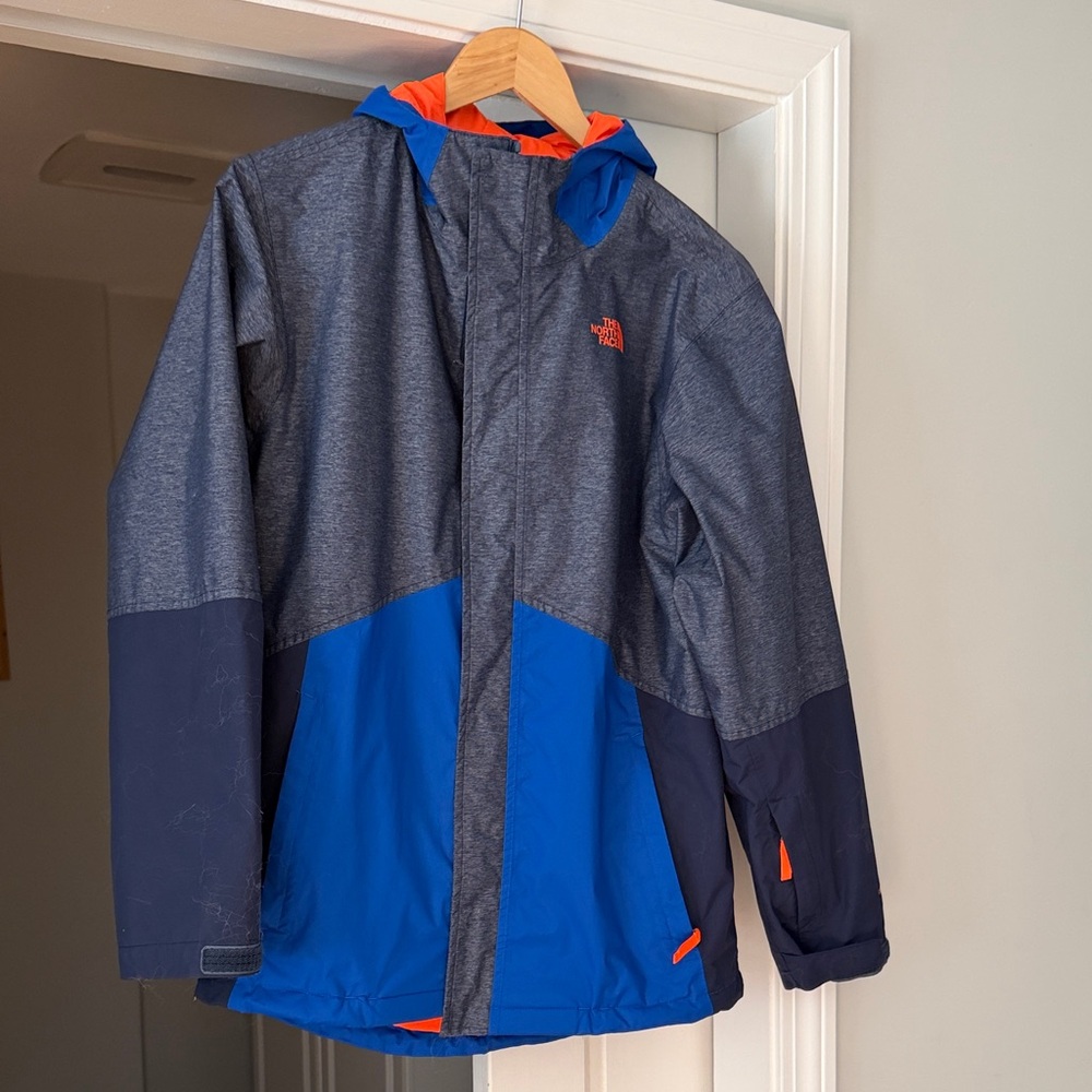 The North Face Kids Gray and Blue Raincoat
